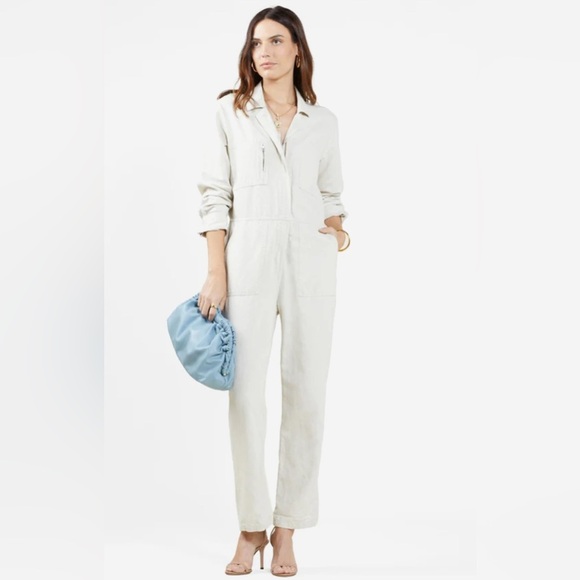 NEW Outerknown Station Jumpsuit Natural Organic Cotton Linen Utility jumpsuit M - Picture 13 of 14